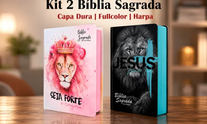 Kit com duas Bíblias de luxo com letra gigante chama atenção entre opções de presente e uso familiar em 2026